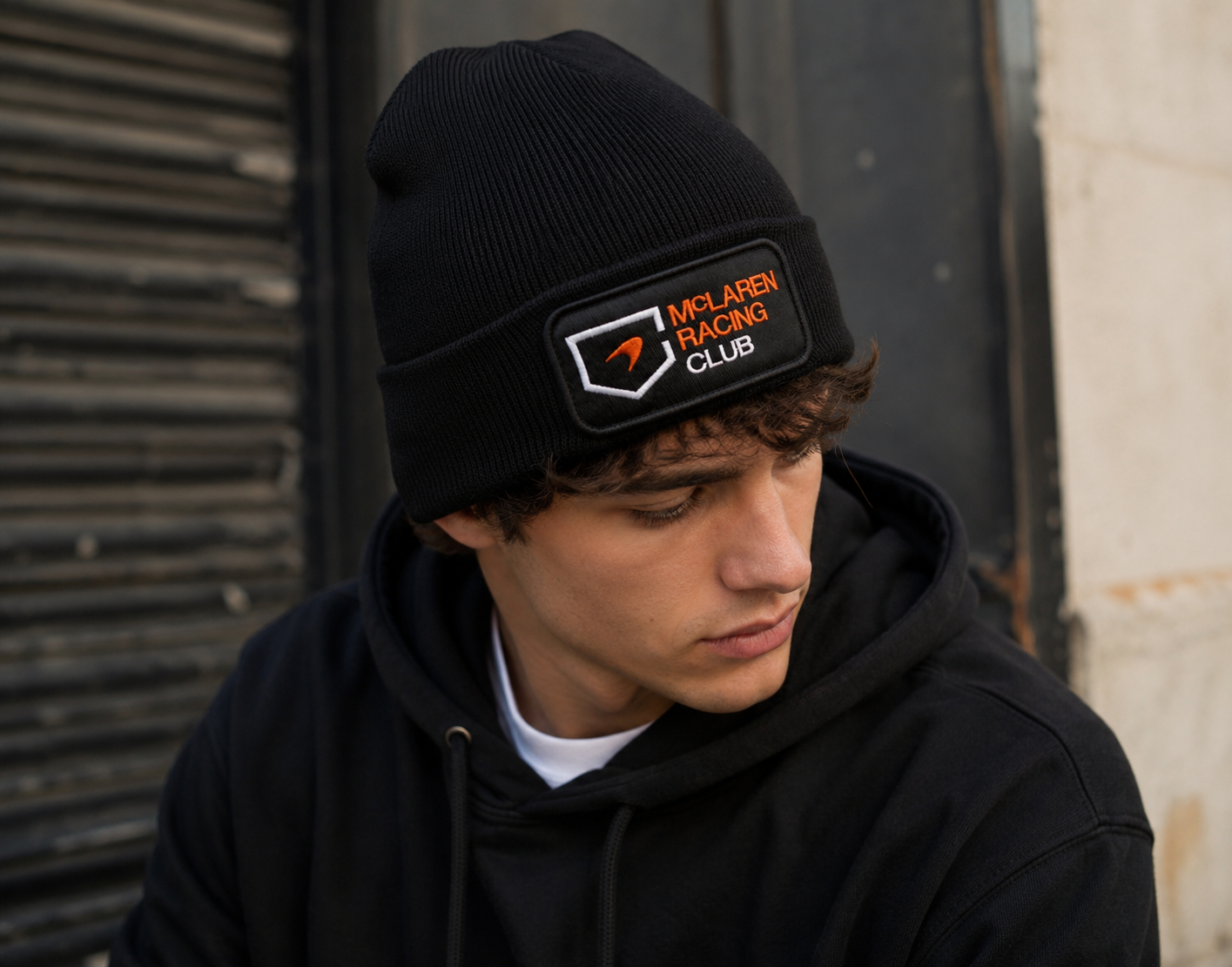McLaren Racing Club Black Beanie Hat | Motorsport Streetwear Winter Beanie