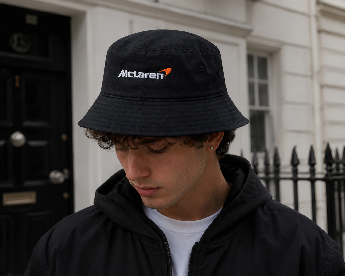 McLaren Racing Inspired Black Bucket Hat