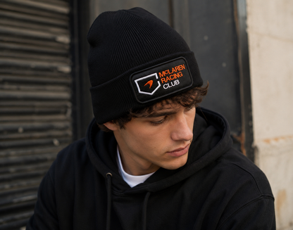 McLaren Racing Club Black Beanie Hat | Motorsport Streetwear Winter Beanie