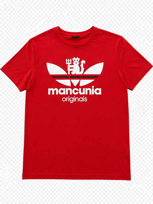 Manchester United Mancunia Originals Red T-Shirt | Adidas Style Graphic Tee | Streetwear UK