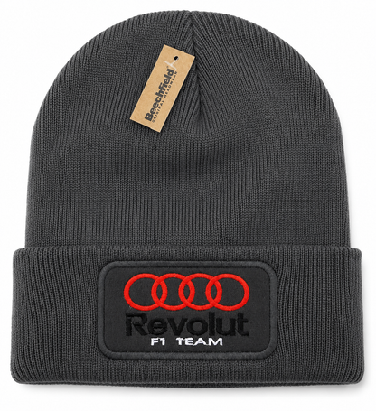 Audi Revolut F1 Team Grey Beanie Hat | Motorsport Streetwear Winter Beanie