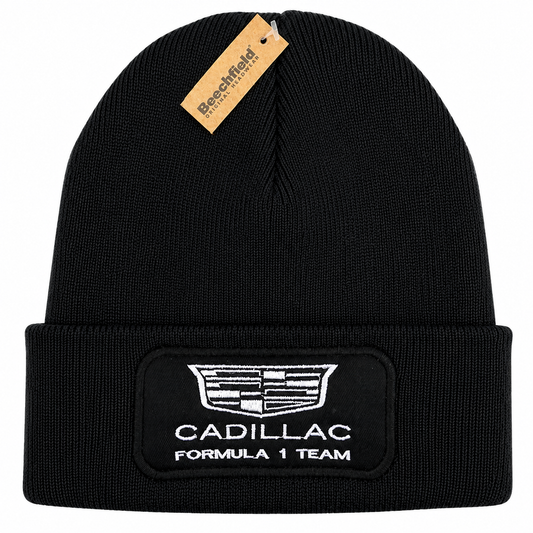 Cadillac Formula 1 Team Black Beanie Hat | Motorsport Streetwear Winter Beanie