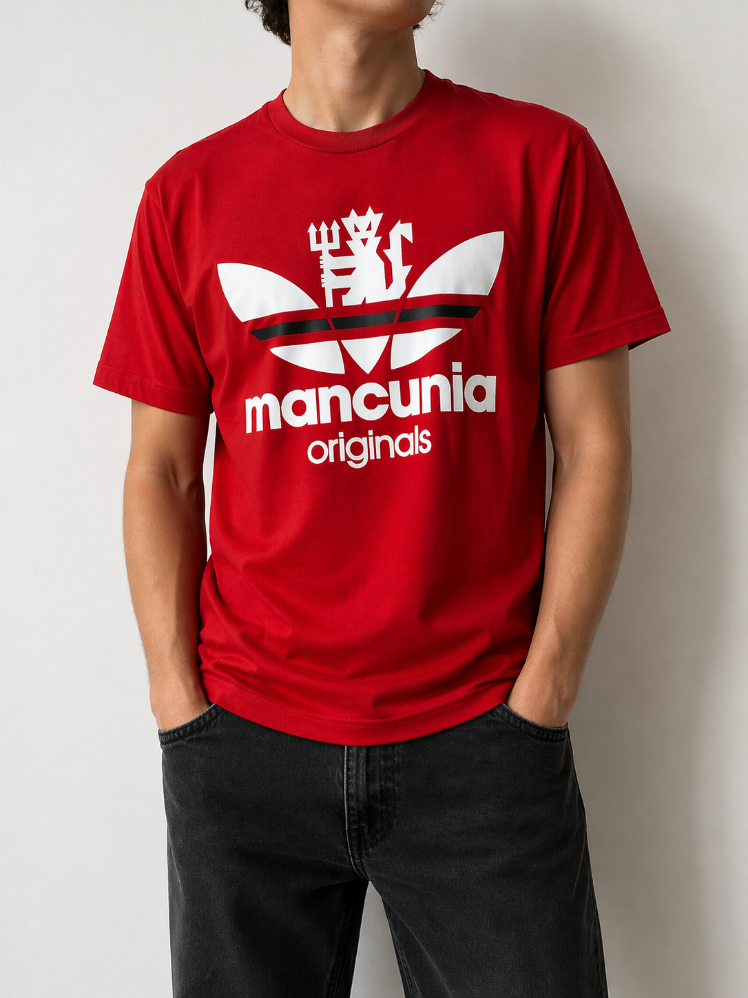 Manchester United Mancunia Originals Red T-Shirt | Adidas Style Graphic Tee | Streetwear UK