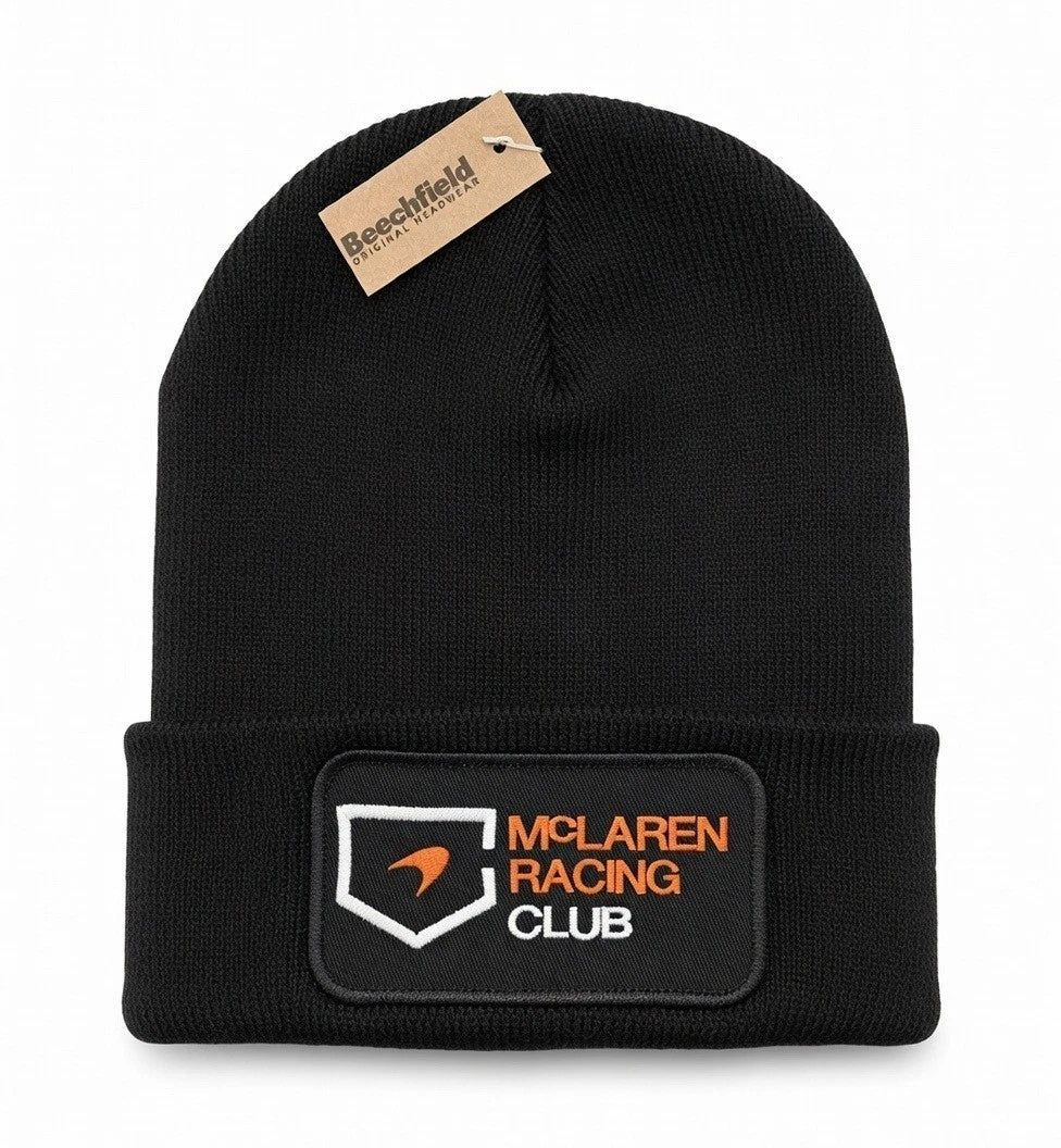 McLaren Racing Club Black Beanie Hat | Motorsport Streetwear Winter Beanie