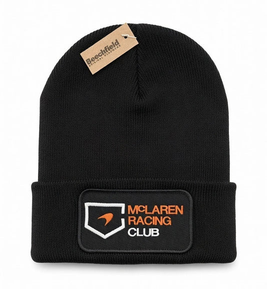 McLaren Racing Club Black Beanie Hat | Motorsport Streetwear Winter Beanie