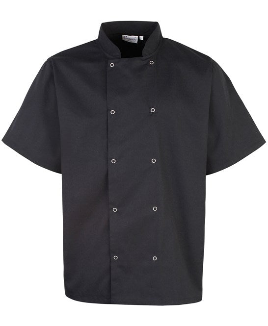 Studded front short sleeve chef's jacket (PR664)